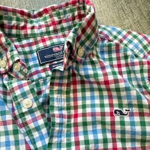 Boys Vineyard Vines Gingham multi button up button down size 6